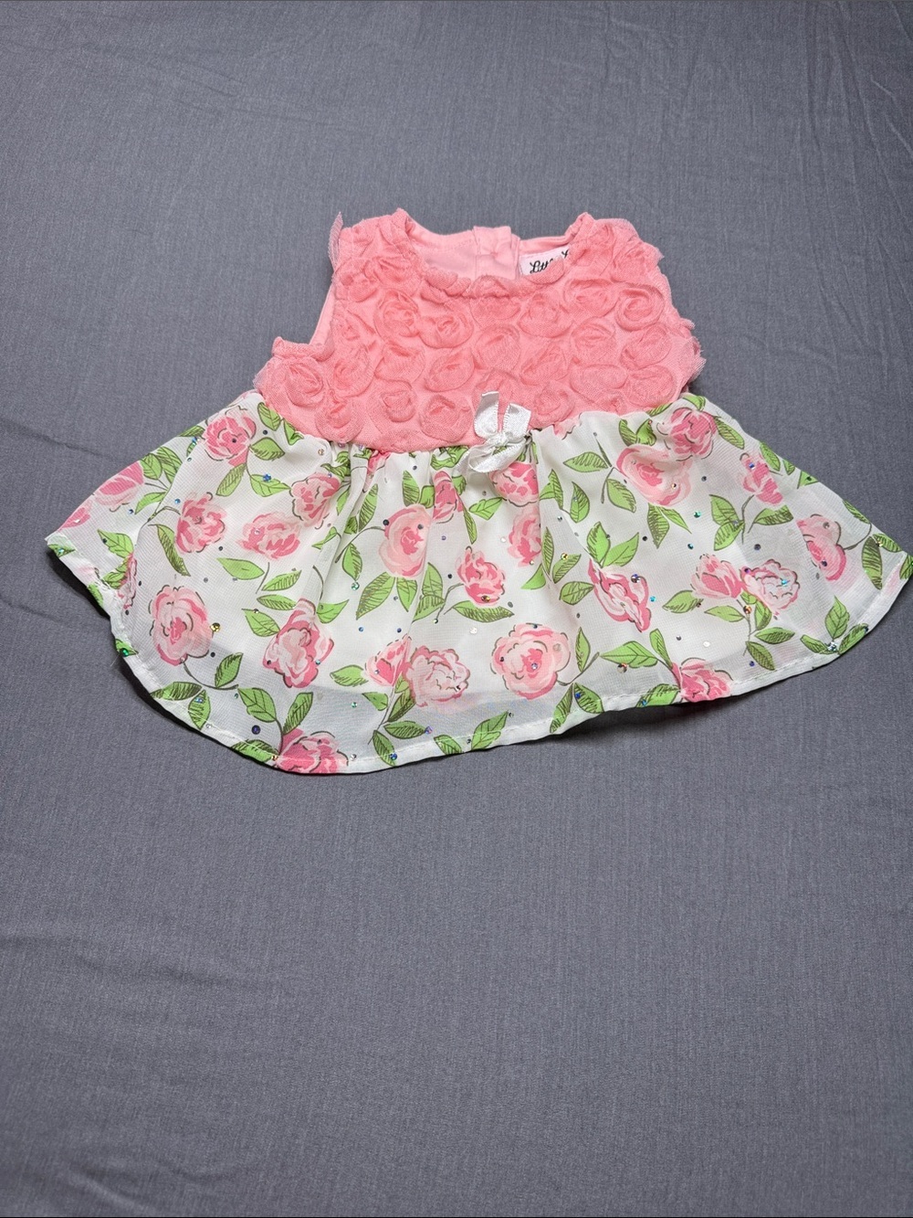 Little Lass Baby Pink Rosette Dress Top